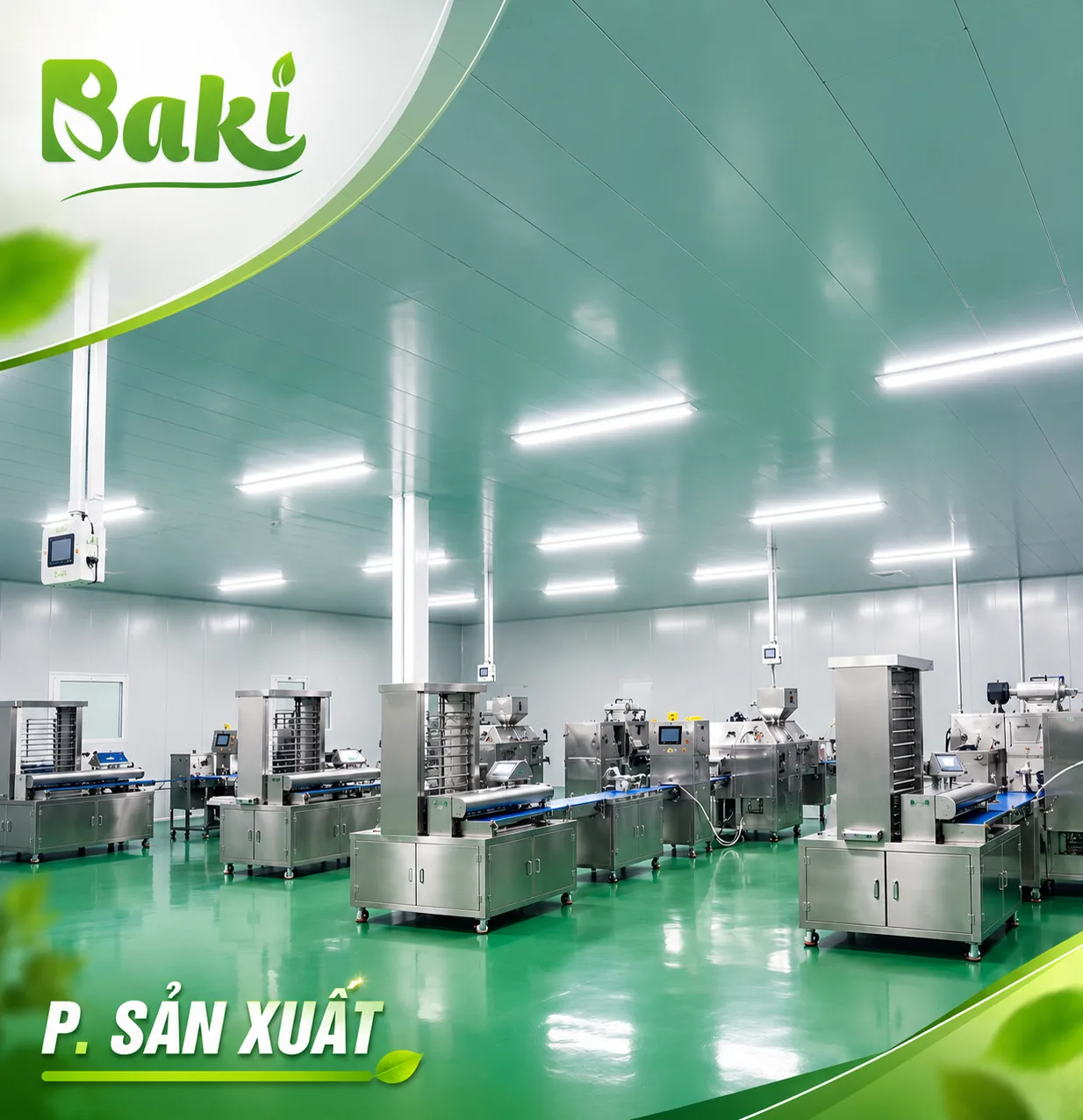 Phòng sản xuất và hệ thống máy móc Baki